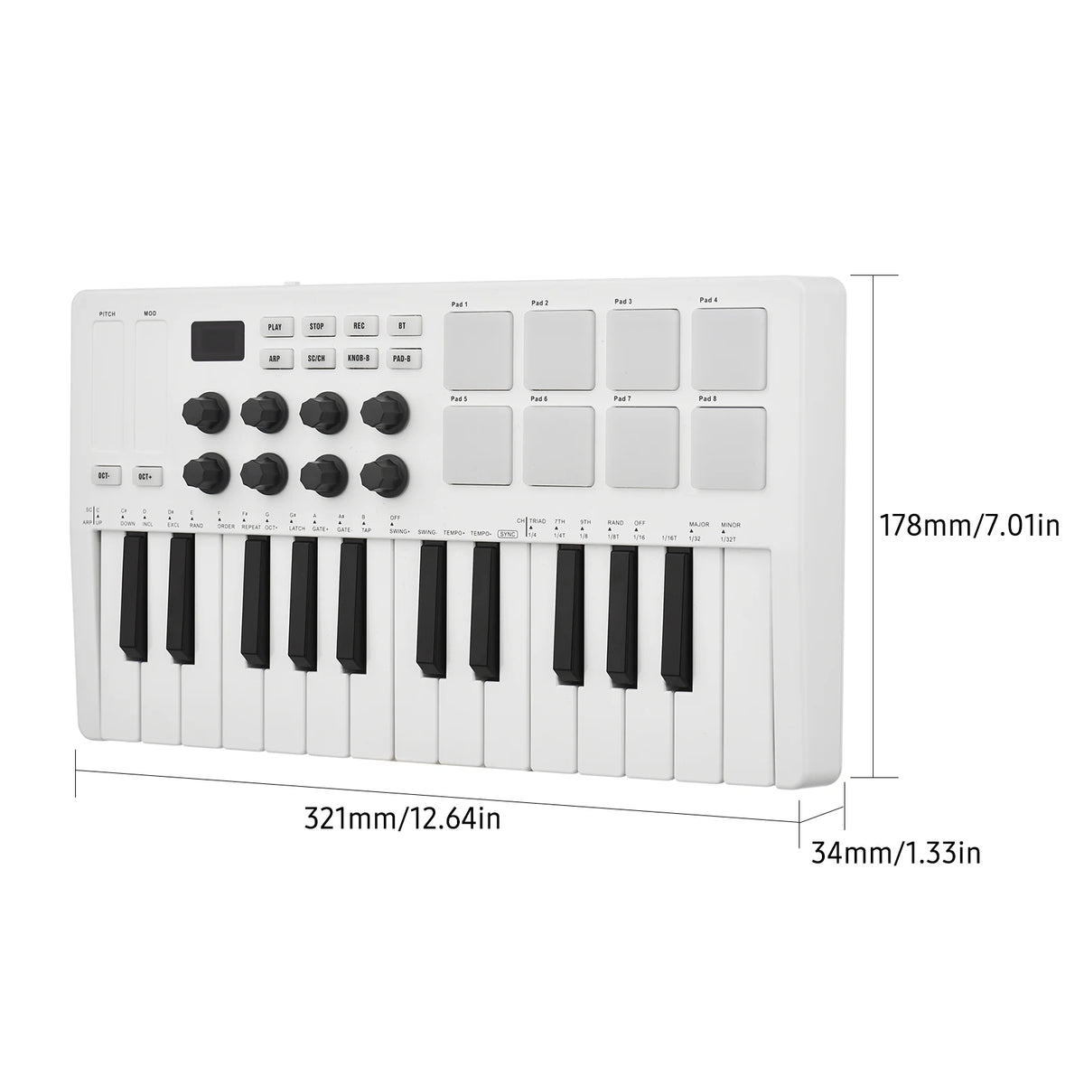 M-VAVE 25-Key MIDI Control Keyboard Mini Portable USB Keyboard with 25 Velocity Sensitive Keys 8 RGB Backlit Pads 8 Knobs