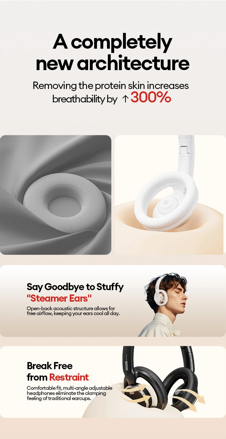 Choice Lenovo Gaming Headset Wireless Bluetooth 6.0 Earphones Foldable Sport Over Ear Headphone with HD Mic Gifts