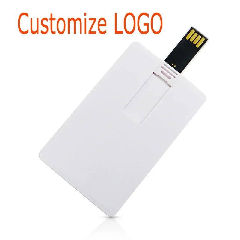 White Plastic Credit Card / Card Custom Logo Business Design Usb Flash Drive Stick 4GB 8GB 16GB 32GB (10pcs can print logo )