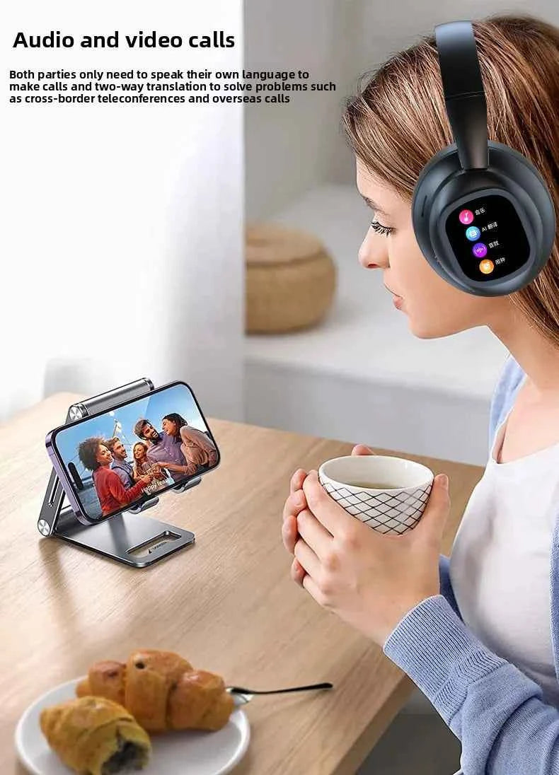New HYUNDAI X1PRO Wireless Bluetooth 6.0 HIFI Headphone, 100+Languages,With Magnetic Touch Control LED Screen