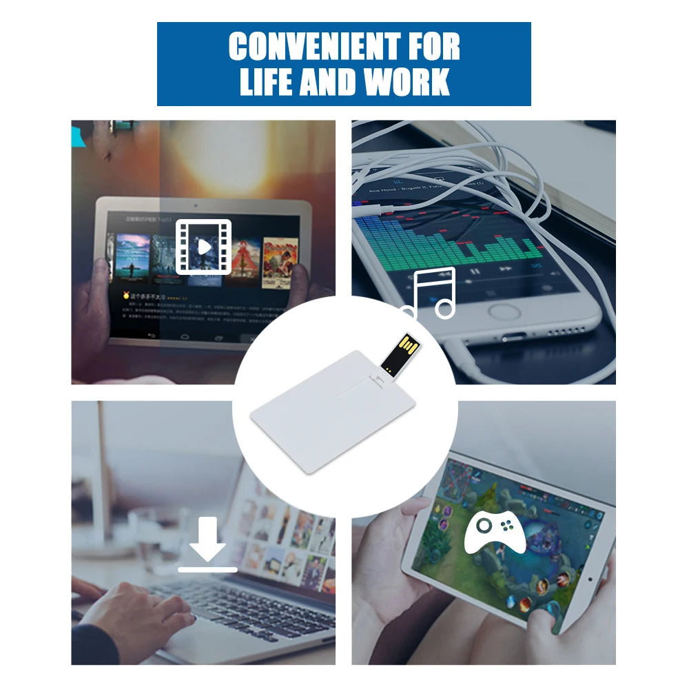 White Plastic Credit Card / Card Custom Logo Business Design Usb Flash Drive Stick 4GB 8GB 16GB 32GB (10pcs can print logo )