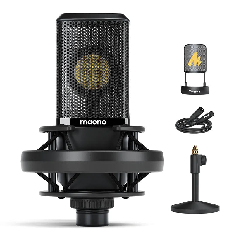PM500T XLR Condenser Microphone 34mm Large Diaphragm Microphone Cardioid Studio Mic for Recording,Podcasting,Streaming,DJ