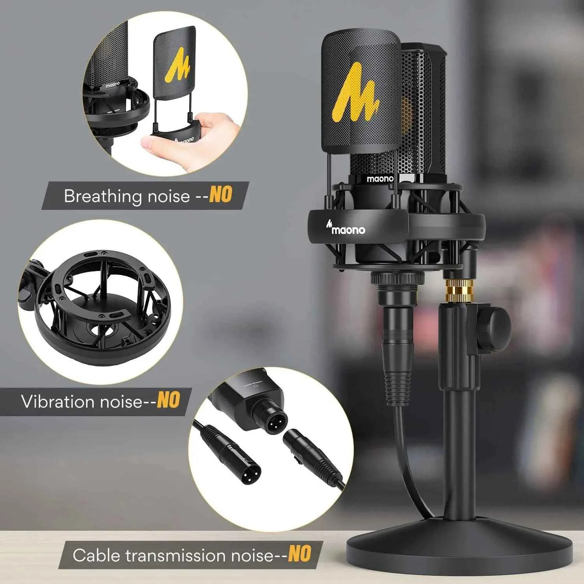 PM500T XLR Condenser Microphone 34mm Large Diaphragm Microphone Cardioid Studio Mic for Recording,Podcasting,Streaming,DJ