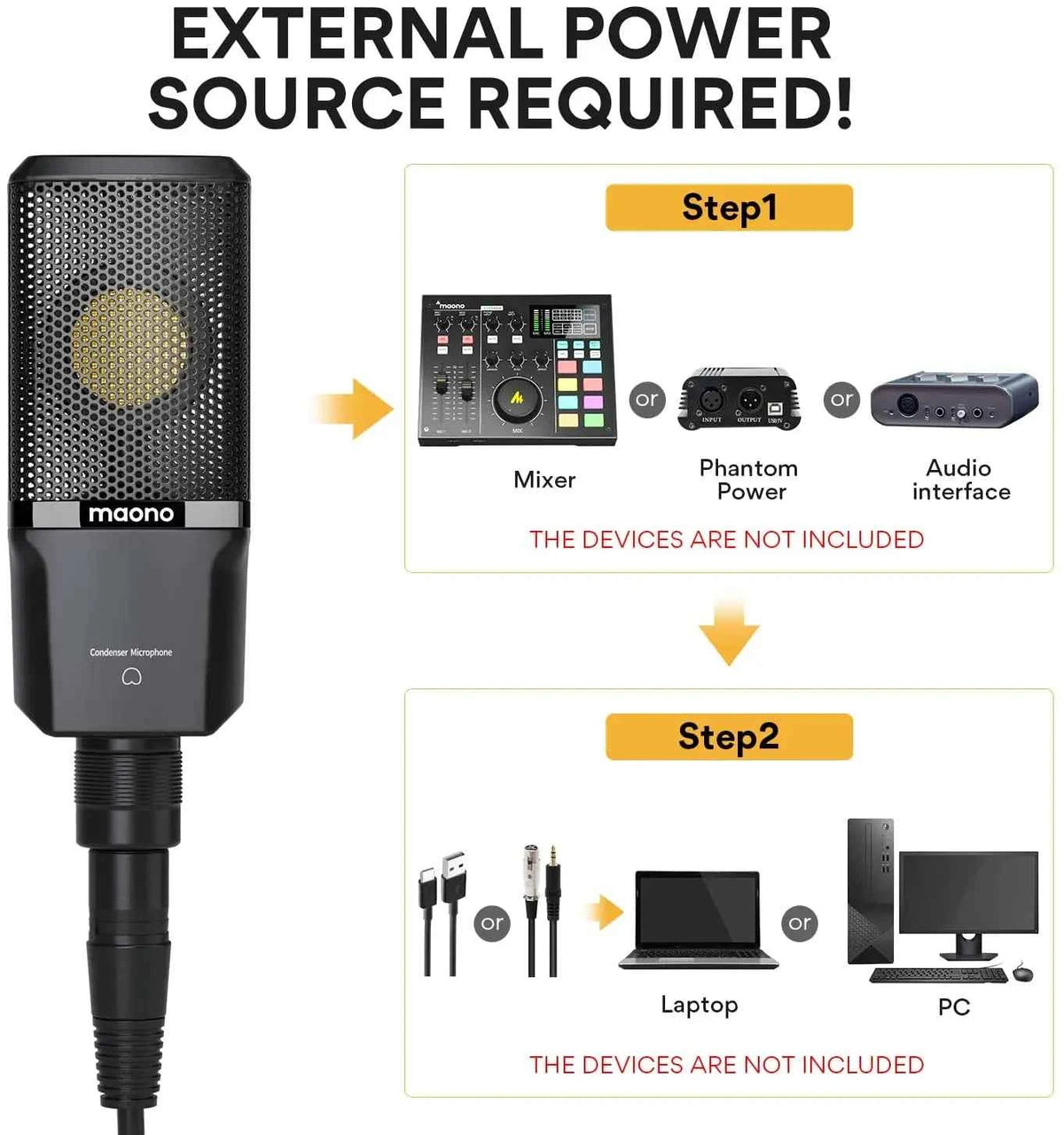 PM500T XLR Condenser Microphone 34mm Large Diaphragm Microphone Cardioid Studio Mic for Recording,Podcasting,Streaming,DJ